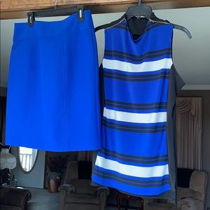 Royal blue skirt, size 12, blue/black top medium